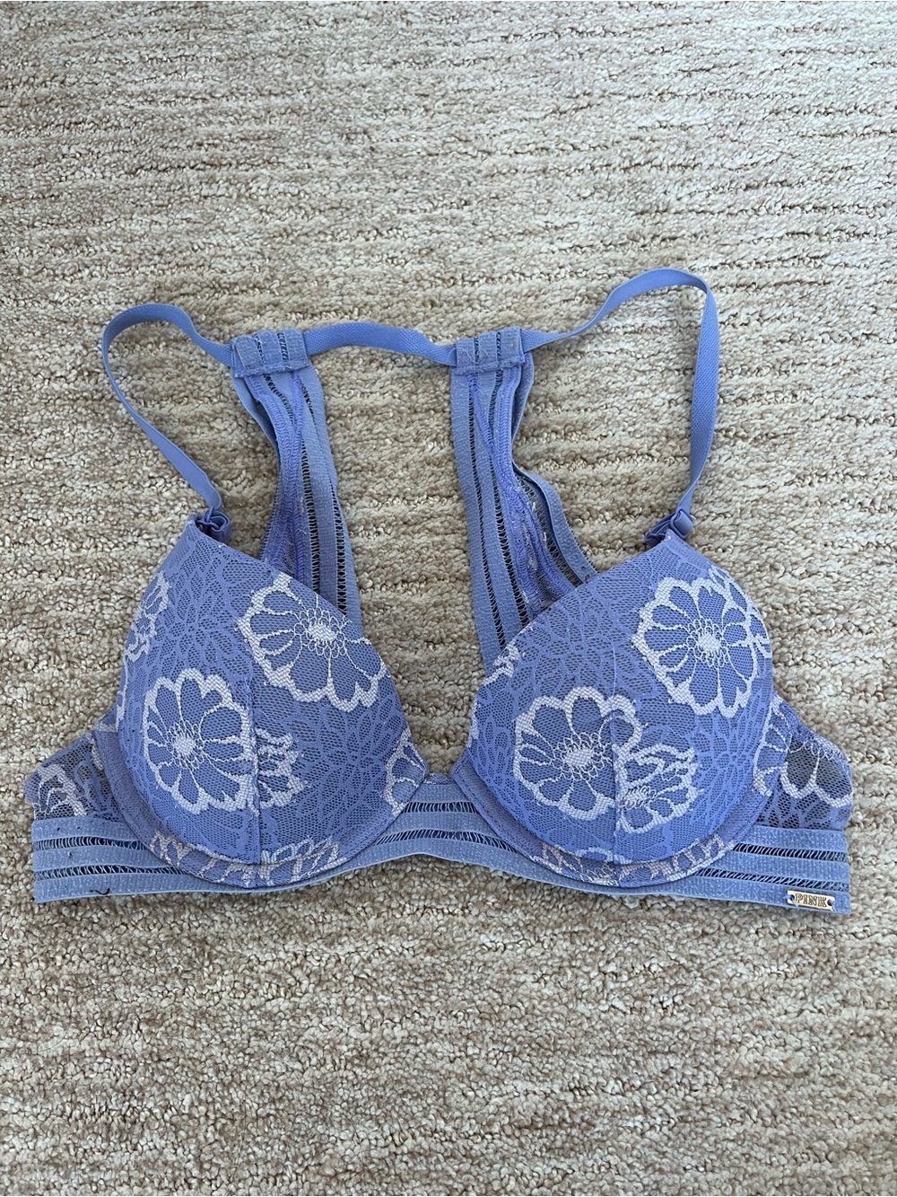 Victoria’s Secret PINK lavender floral lace racerback bra 32B